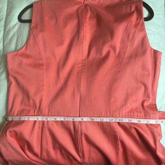 Chaps Coral Pink Fit And Flare Sleeveless Dress with Belt Size 14 NWT MSRP $80 - Picture 12 of 14